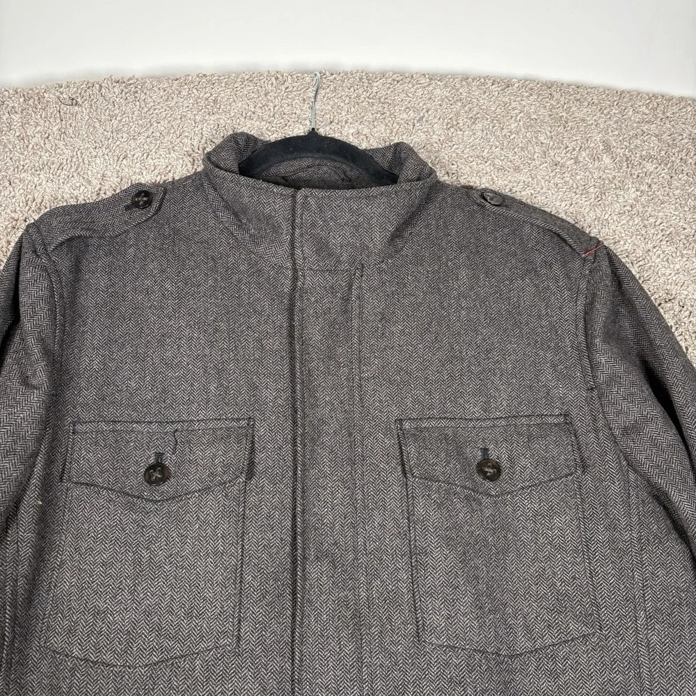 BANANA‎ REPUBLIC Wool Blend Jacket Herringbone Brown Utility Chore Men's L